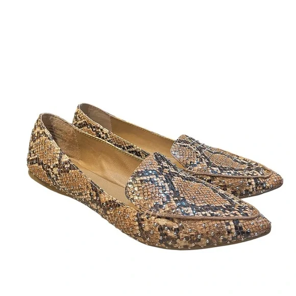 Steve Madden Feather Studded Snake Flats - Picture 2 of 8